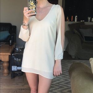 Tan Tobi v-neck open shoulder long sleeve dress